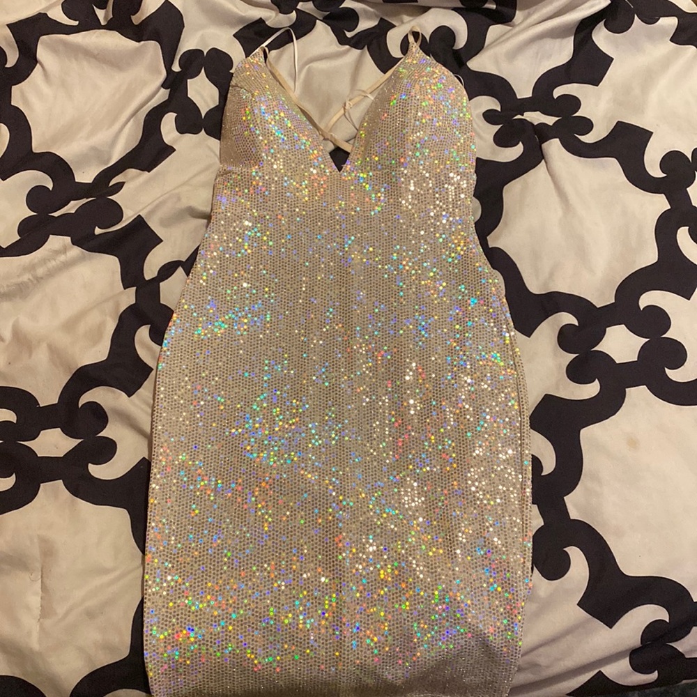 Shiny silver dress